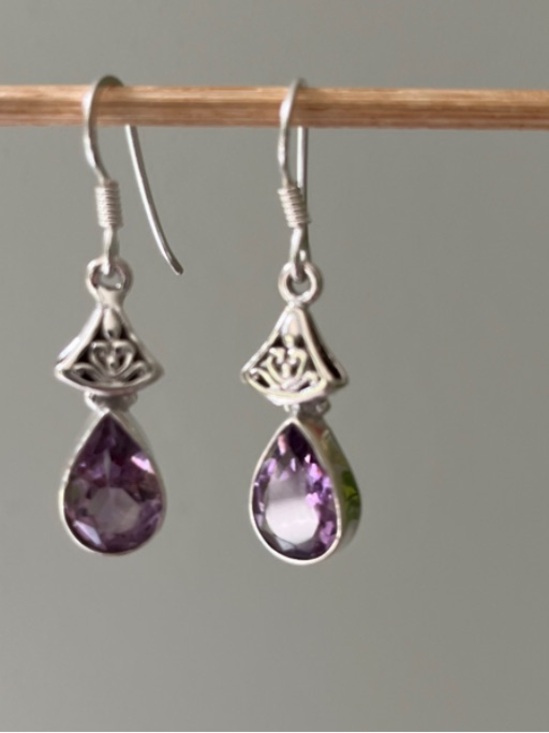 Jewelry - Amethyst Sterling SilverTeardrop Dangle Earrings